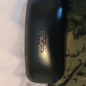 Coach Sunglass Case Hard Clamshell Black Eyeglass Case Embossed Logo
